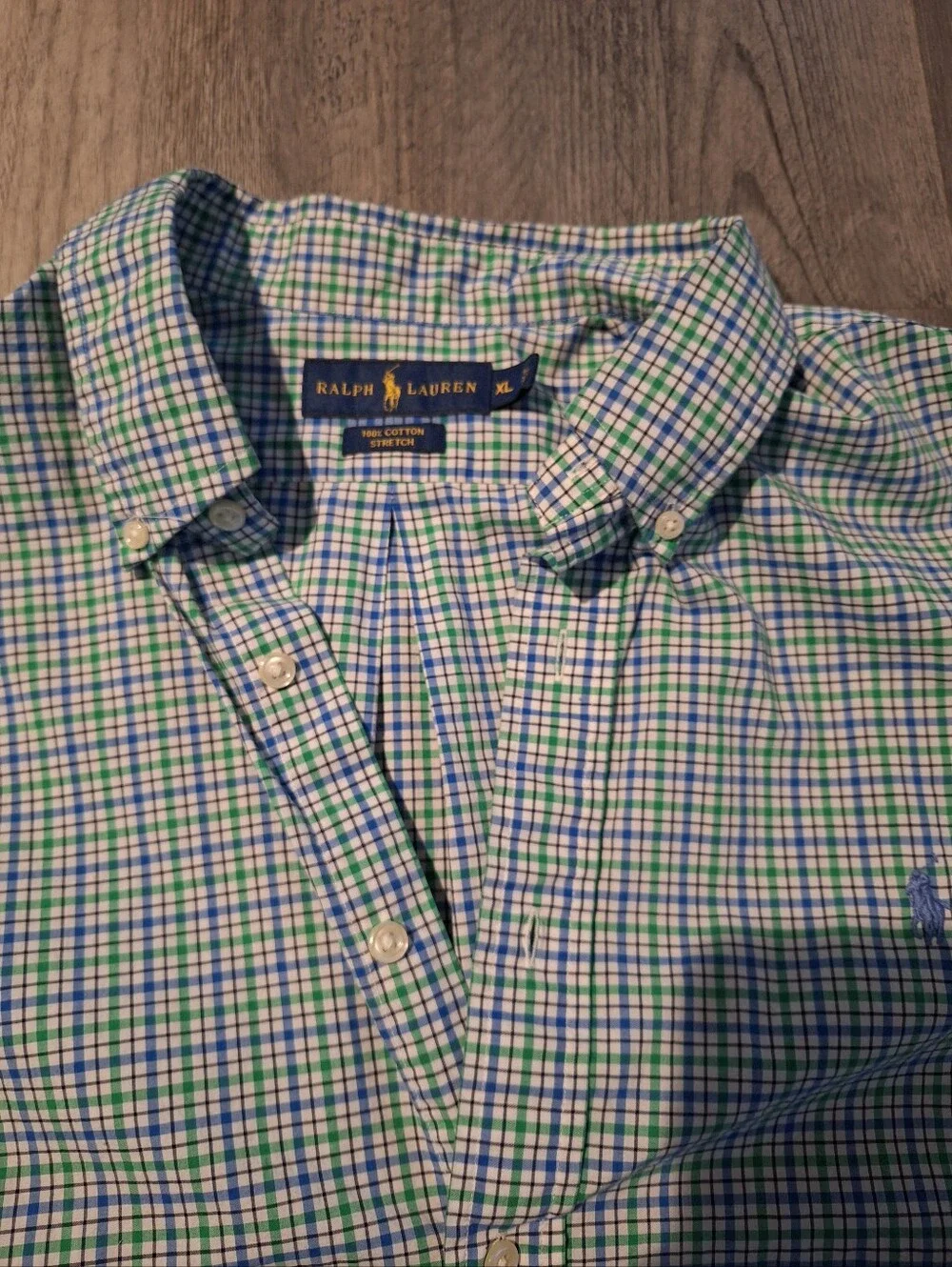 Polo by Ralph Lauren Men’s Green & Blue Checked Button-Down Shirt